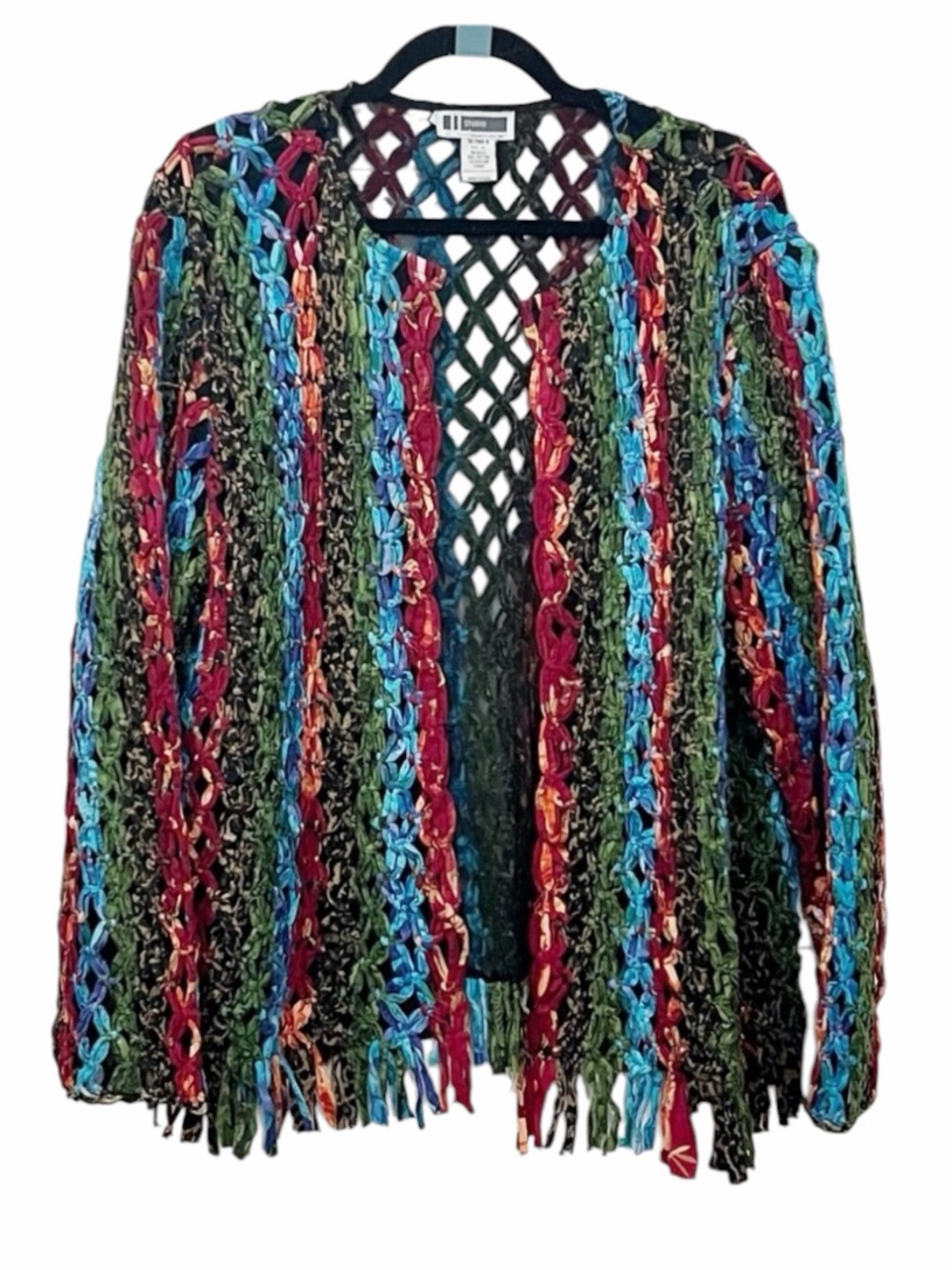 Vintage Boho Knitted Crochet JL Studio Cardigan